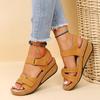 Women's Large Size Fish Mouth Sandals Shoes Casual Outdoor Velcro Slope Heel Sandals 35-43