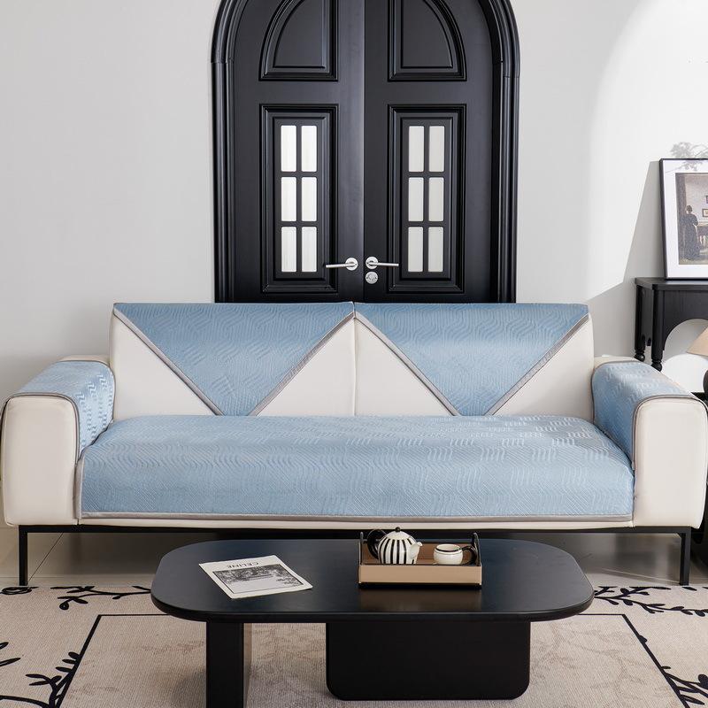 New Ice Silk Sofa Cushion Light Luxury Mat Mat Non-Slip Leather Sofa Cover Summer Summer Simple And Modern