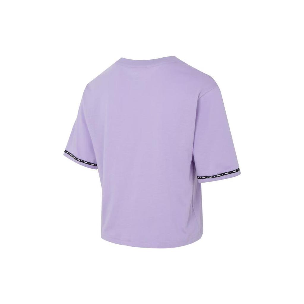 Puma Loose-Fit Sportswear Fitness Training Trendy Comfortable Breathable Round Neck Short Sleeve Drop Shoulder T-Shirt Women Tops Purple 676678-25