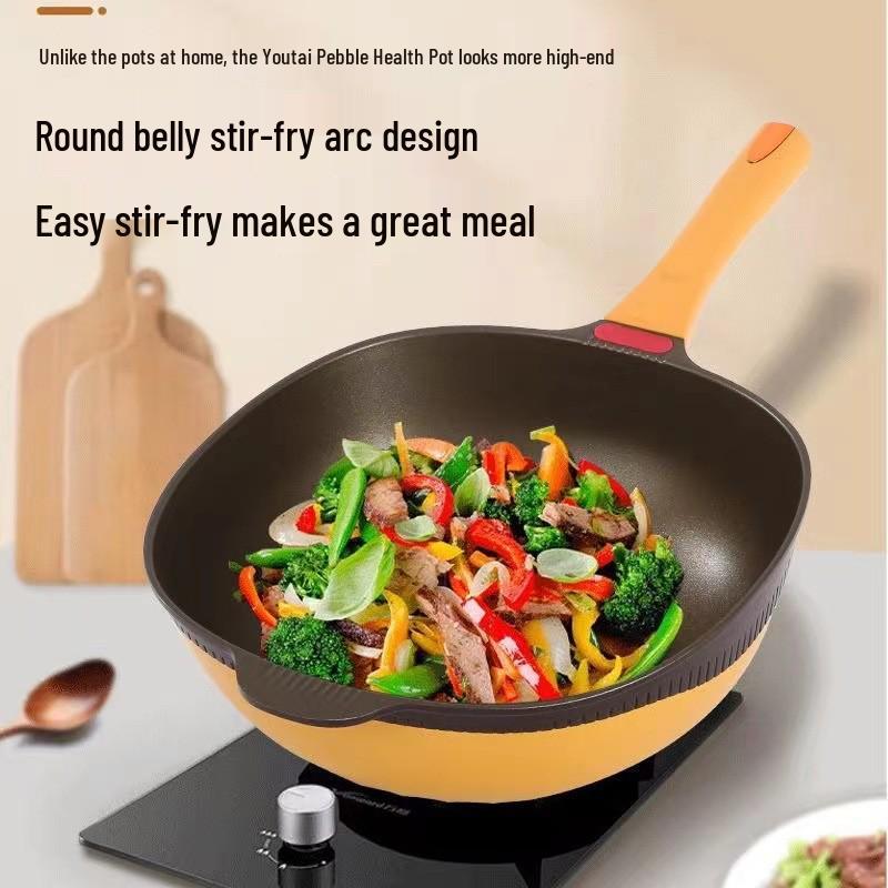 Вок Myballe из титана с антипригарным покрытием и пароваркой: Маслосберегающий, Меньше дыма, Совместим со всеми плитами