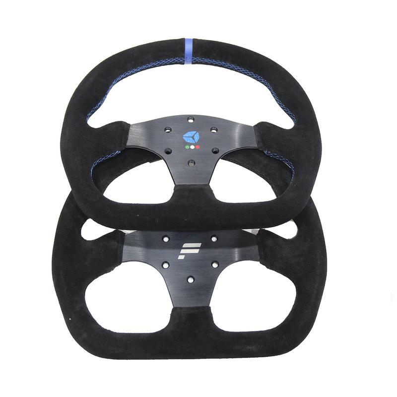13inch 330mm Type D Steering Wheel Suede Steering Wheel Flat Game Steering Wheel Blue Yellow Ring