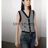 MD Summer New Arrival Women's Clothing Classic Style Gold Sense Stripes Cotton Blend V Neck Sleeveless Knitting Vest 5783800