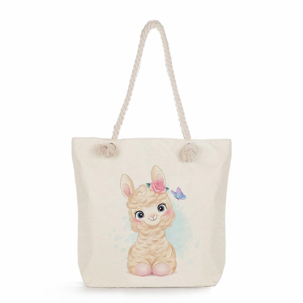 Animal print thick rope single-shoulder beach bag 7286 CLE