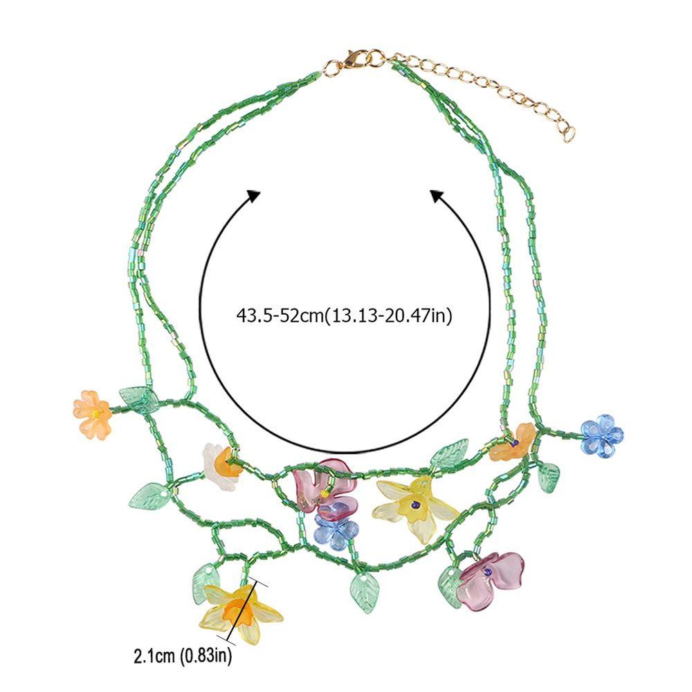 Korean Style Resin Flower Necklace Minority Design Asymmetric Earrings Beaded Dangle Earring  Women