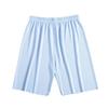 Mid-rise Elastic Waistband Pajama Shorts Ribbed Colorfast Breathable Wide Leg Men Ice Silk Pajama Pants Homewear