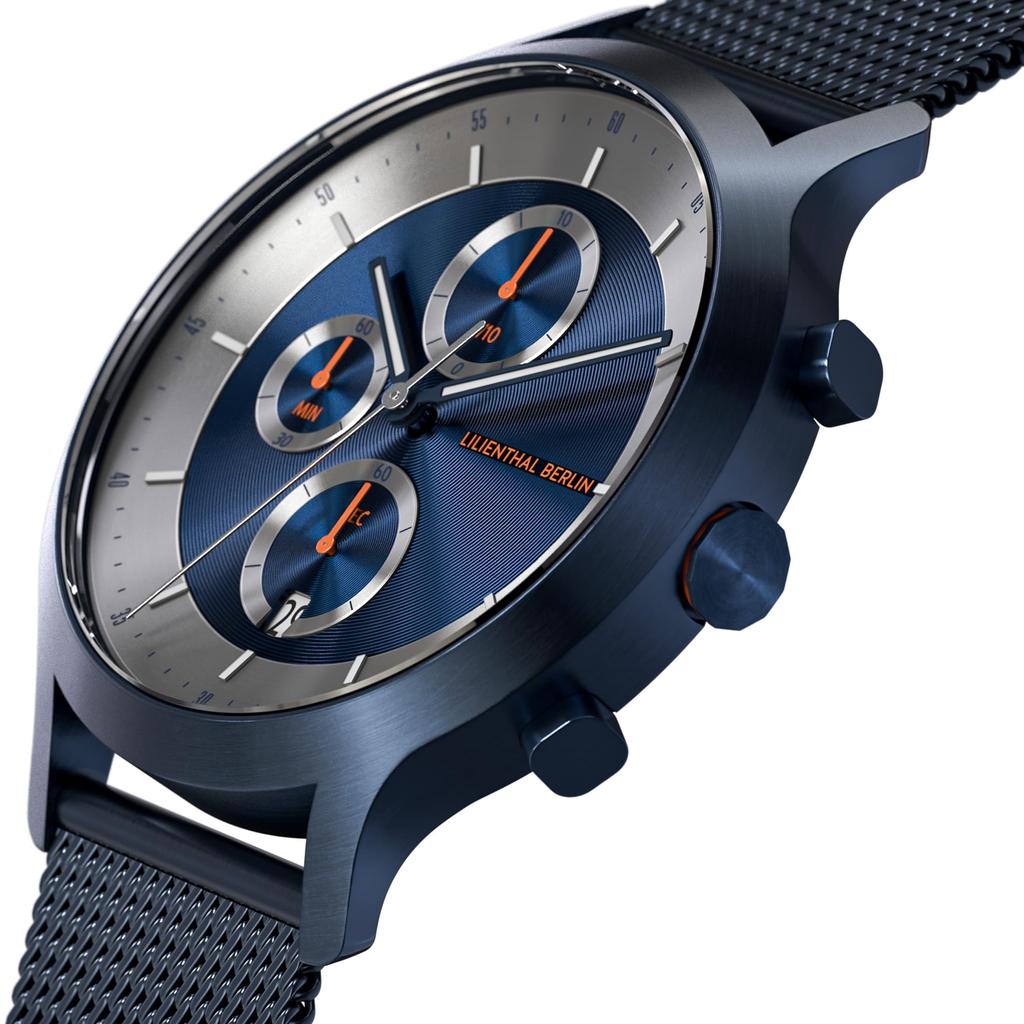 Хронограф Lilianthal Berlin Blue с индикатором даты, мужской CD1-003-B023EB, Германия,