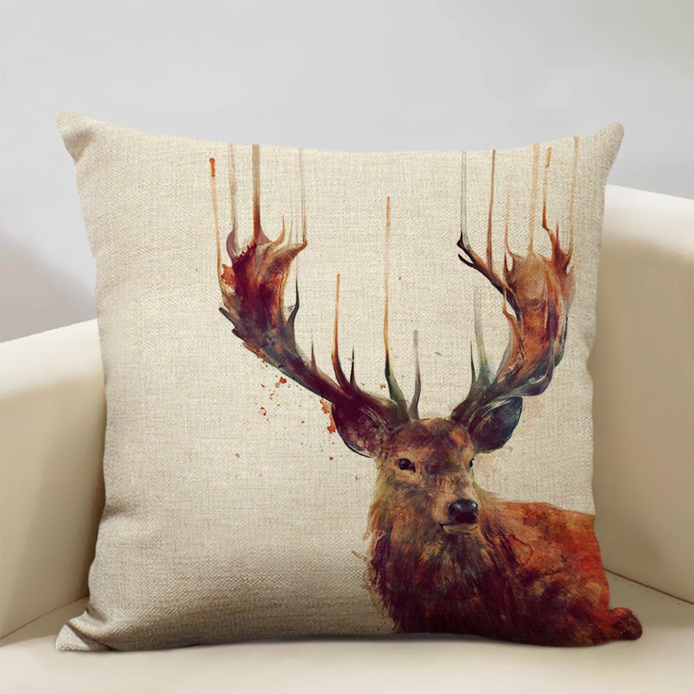 Портрет животного Медведь Лев Тигр Олень Наволочка Декор дома Льняная наволочка 45x45см Наволочка для диванной подушки Детский подарок