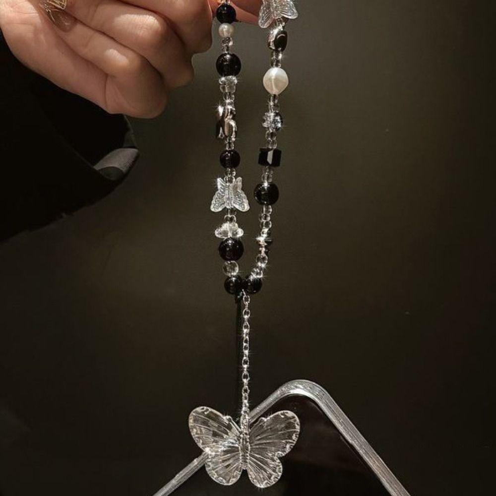 Luxury Clear Bead Phone Strap Y2K Bowknot Wrist Short Rope Phone Bag Accessories