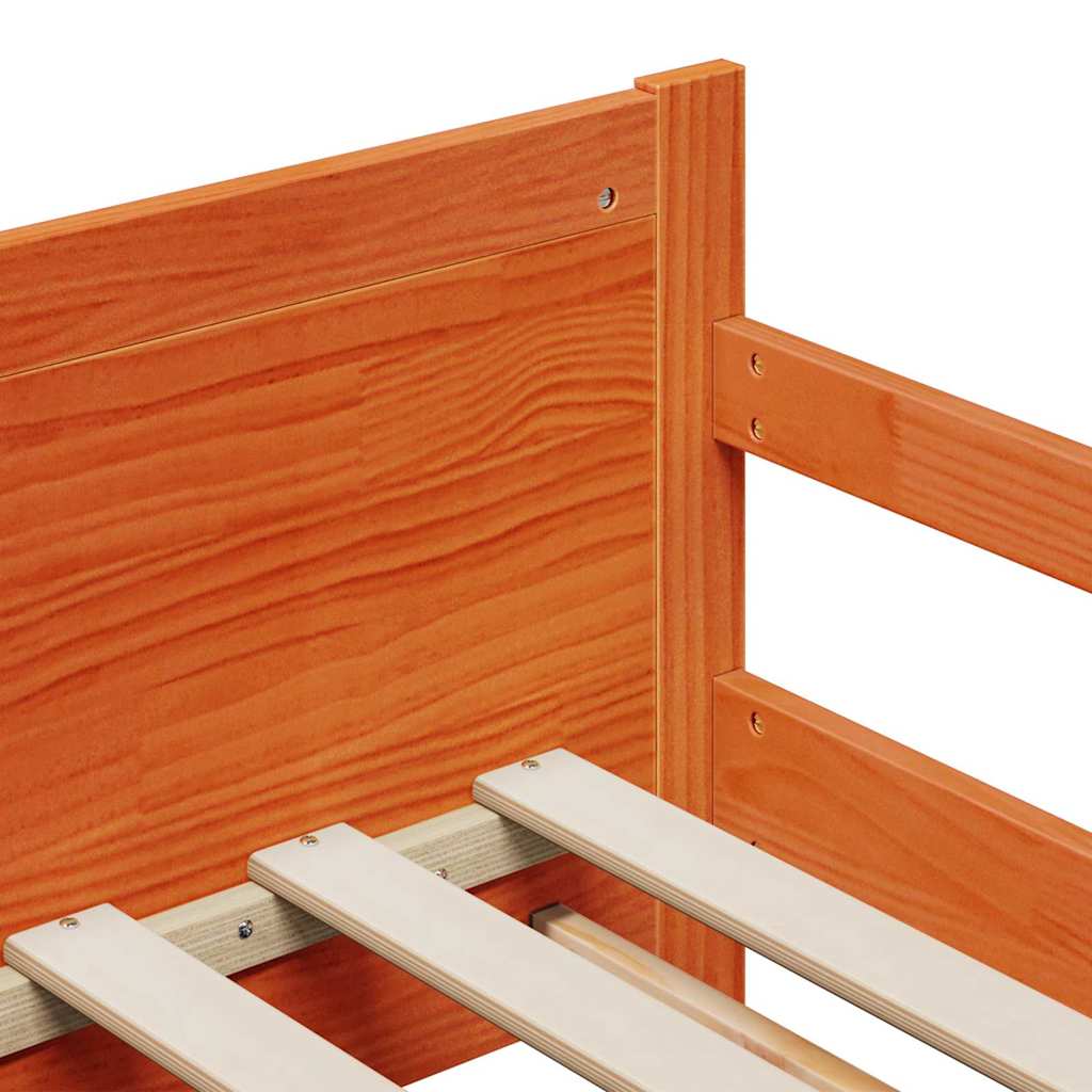 Bed Frame with Headboard Wax Brown 80 x 200 cm Wood Based Material