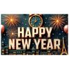 Happy New Year Banner Decorative Elements New Year Decor Event Banner Dark Blue Background Party Backdrop For Festival Public