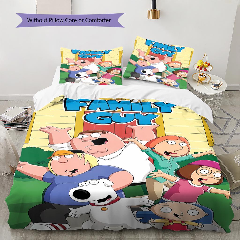 Family Guy Pattern Bedding,Quilt Set Quilt Cover Pillowcase Home Birthday Gift (1 * duvet cover + 2 * pillowcase, without core)