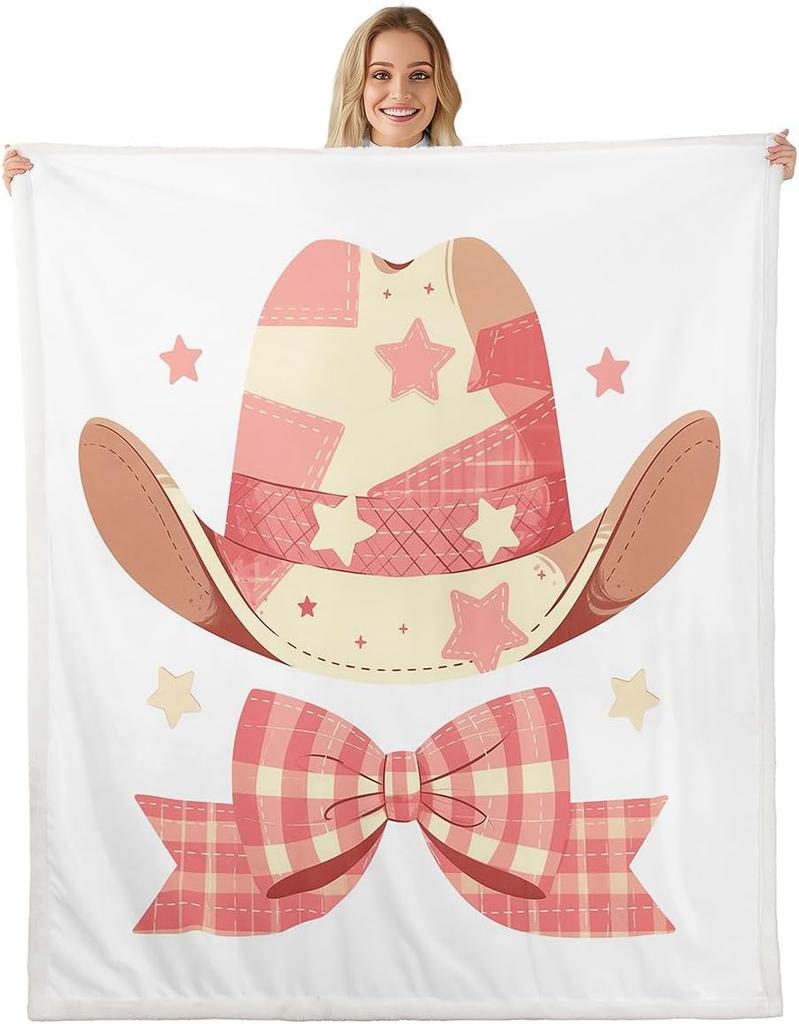 Плед с узором из синих бантов Мягкий флисовый плед Элегантный домашний декор Подарок для женщин Девочек Спальня Постельное белье Покрытие