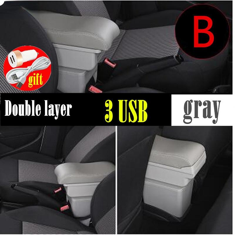 For peugeot 207 armrest box Interior Parts special Retrofit parts Car Armrest Center Storage box with USB LED light
