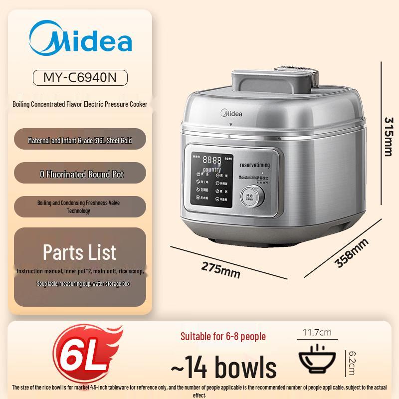 Midea 6L Titanium-Infused 316L Steel Electric Pressure Cooker