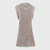 ZA Women's 2024 Summer Sequined Sleeveless Dress with Shoulder Pads - Light Mature Style