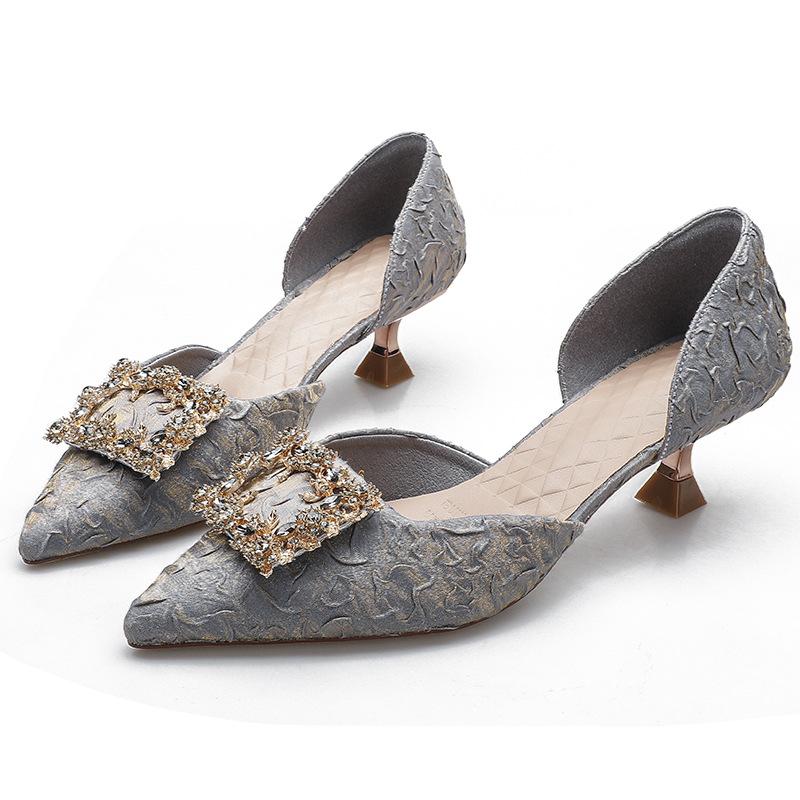 Новая сумка, сандалии на среднем каблуке, женские, с острым носком, на тонком каблуке, на маленьком высоком каблуке, модные полые туфли-лодочки