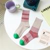 A Pair Stripes Mid Tube Socks Warm Womens Crew Socks Durable Cotton Socks  At All Seasons