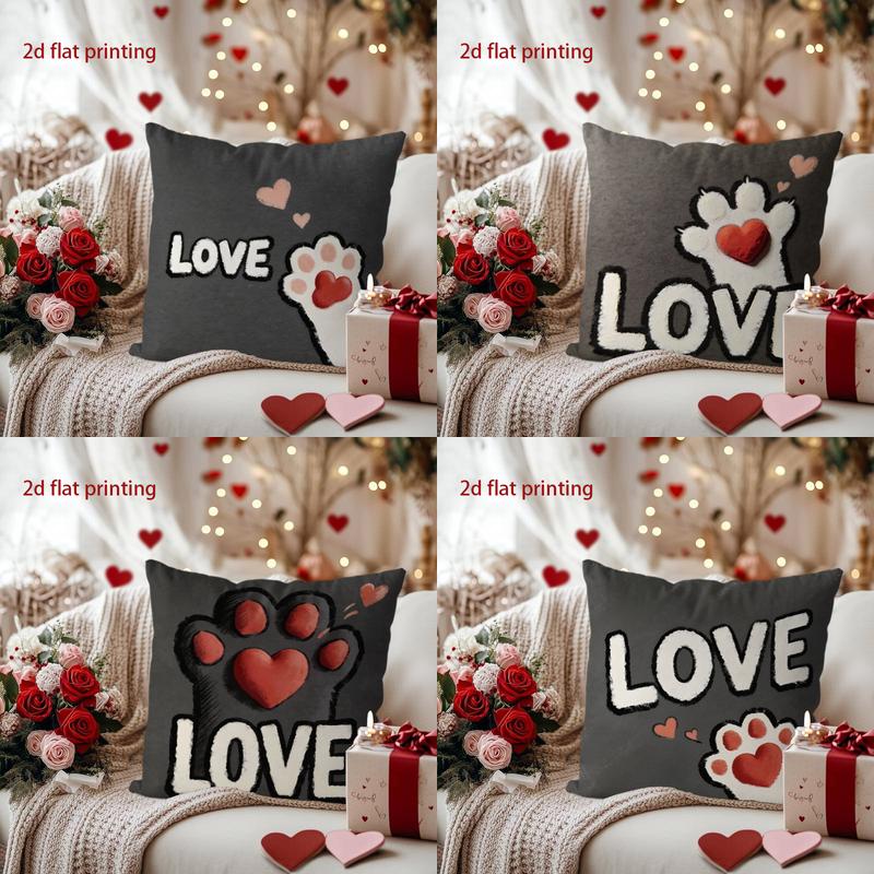 Love Paw Print Pillow: Heartwarming Decor for Home Pattern Cushion Cover Suitable for Sofa Bedroom Car Pillow Cover