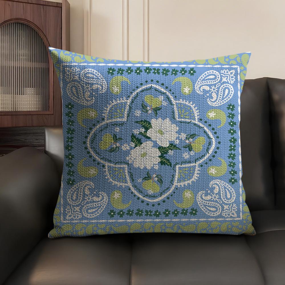 Cute Cartoon Flowers Fashion Art Cushion Cover Natural Linen Organic Fabric DoubleSided Printing Sofa Home Decor Pillow Case