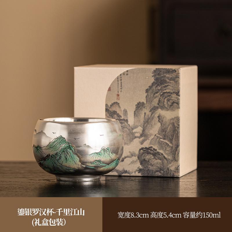 Чайная чашка в стиле «шинуазри», серебряная 999 пробы, одинарная чайная чашка в стиле «шинуазри», серебряная позолоченная, керамическая чайная чашка в стиле кунг-фу, большая подарочная чашка для высокого столика
