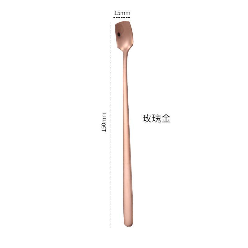 304 Stainless Steel Square Head Spoon Coffee Spoon Mug Spoon Long Handle Honey Mixing Spoon Gift Spoon Kitchen Accessories