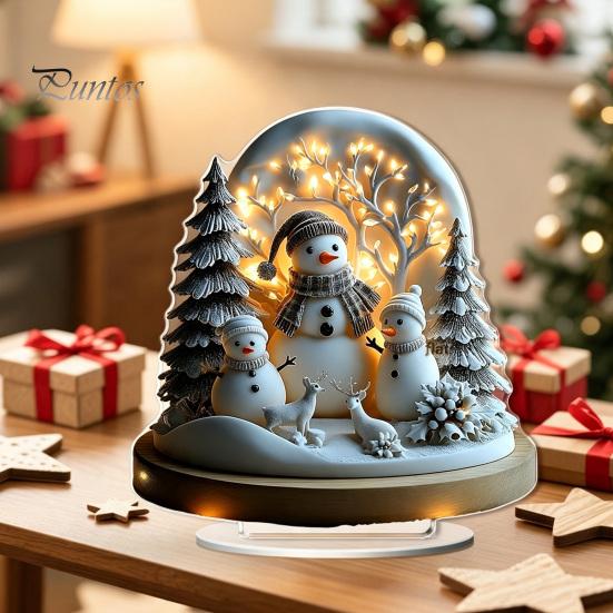 Рождественские centerpiece, Зимние украшения, Двусторонний акриловый снеговик/Дед Мороз/Олень/Домик, Настольные украшения для Рождества и камина, Для праздника