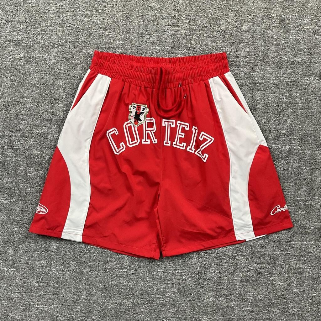 Cross-border European and American trendy brand Alcatraz letter logo embroidery color matching casual shorts men's and women's high street beach five-