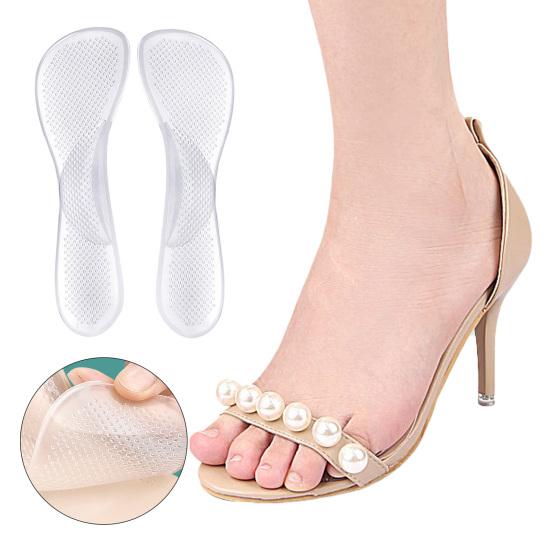 1 пара стельок, противоскользящие, с отличным коэффициентом трения, эластичные, без деформации, прозрачные, дышащие, впитывают пот, нескользящие, подушечки на высоком каблуке