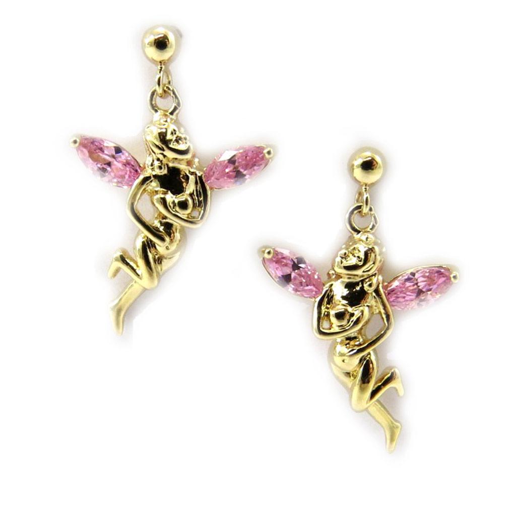 Les Trésors De Lily [L4293] - Позолоченные серьги «Тинкер Белл» из розового золота - 25x15 мм