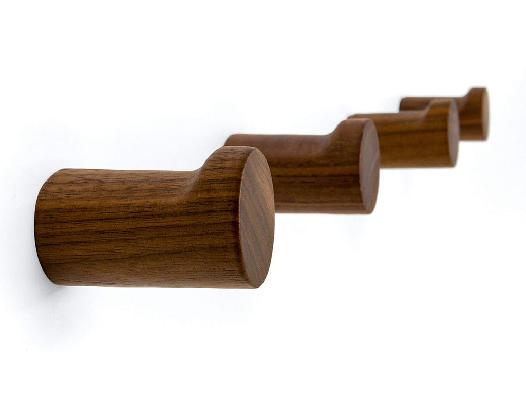 Wall Hooks Wooden 4 Pack Black Walnut Coat Hat Towel Bag Hooks Brown