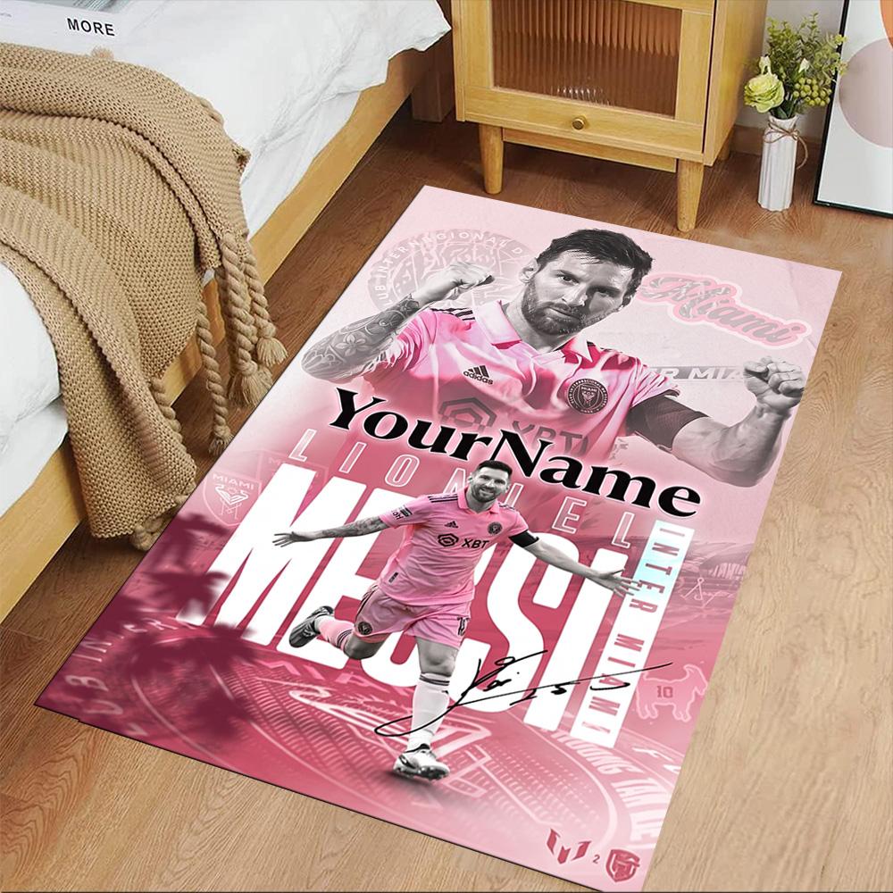 Messi Customize Text Area Rug Suitable for Decorate room Bedrooms Foyer Hallway Antislip Carpet Anime Office Decor Perfect Gift for Friends & Family