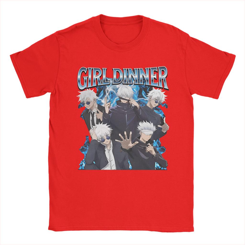 Unisex TShirts Satoru Gojo Girl Dinner JJK Anime Cool Cotton Tees Short Sleeve T Shirt Round Collar Tops Plus Size