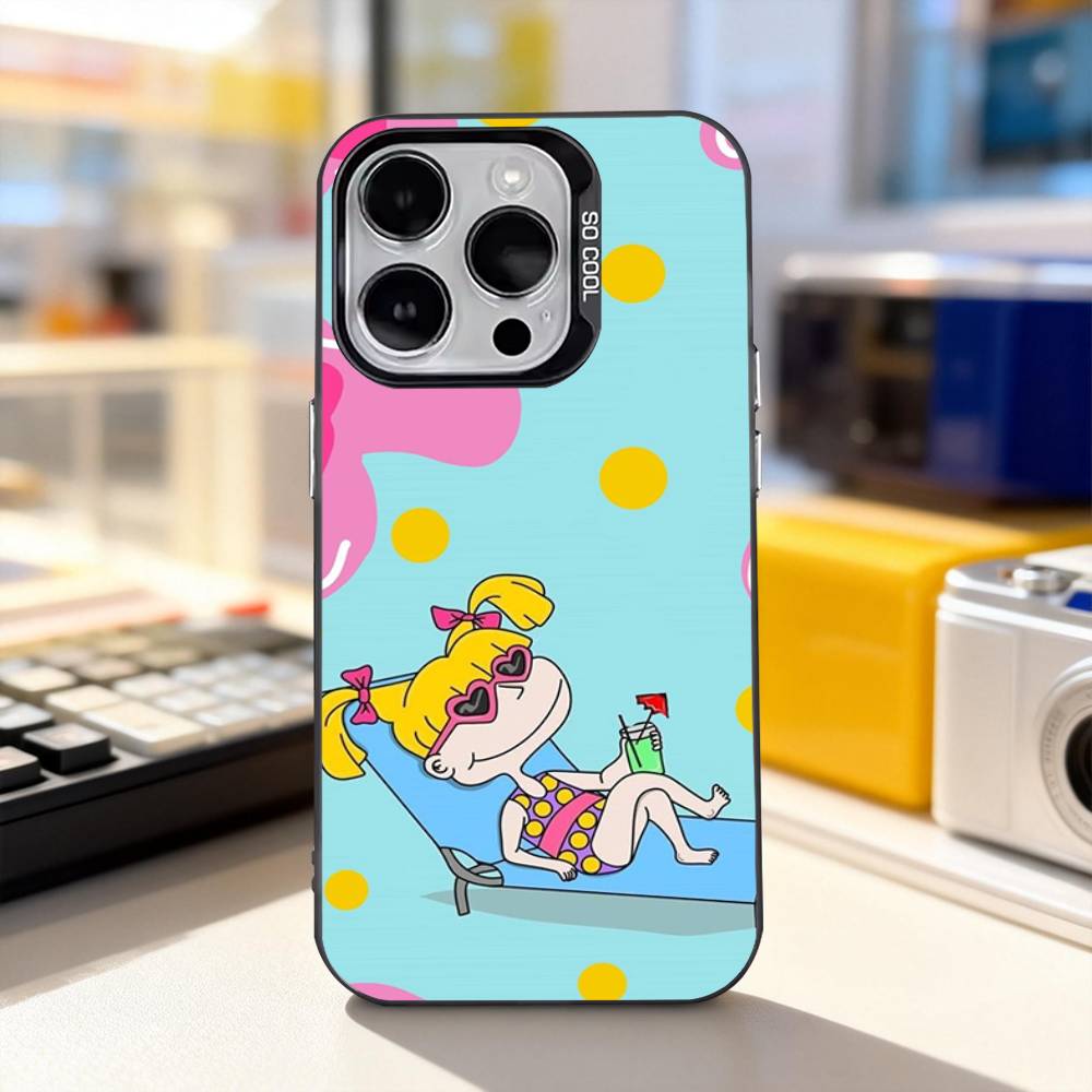 R-Rugrat Chuckie A-AngelicaS For iPhone17,16,15,14,13,12,11,Pro,Max,Plus,E,Air,Mini Anti Fall Black Matte Hard Bumper Phone Case