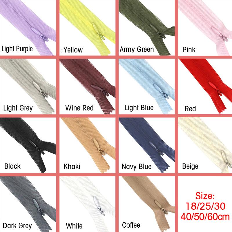 10PCs For Tailor Zippers Pull Charms Nylon Coil Zippers Invisible Zippers Lace Zipper Closure