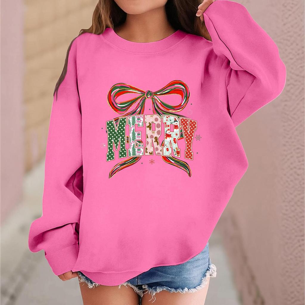 Children's Fashionable Casual Long-sleeved Loose Christmas Print Pullover Sweatshirt
