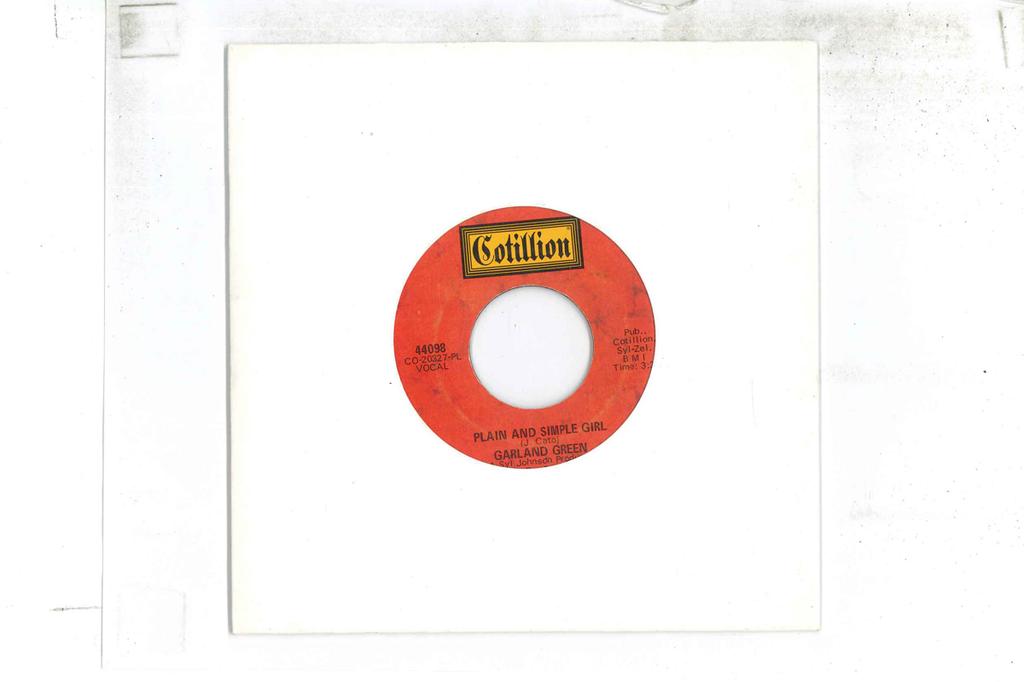 7-дюймовая пластинка GARLAND GREEN Plain And Simple Girl Hey Cloud 44098 COTILLION 1971 US SoulFunk Б/у