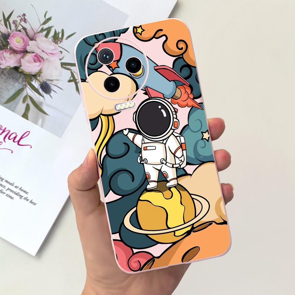 Чехол для Infinix Note 12 Pro 4G 6.7" Мультяшный Астронавт Любовь Мягкий Силикон Черно-Розовый Чехол для Телефона Infinix Note 12 2023