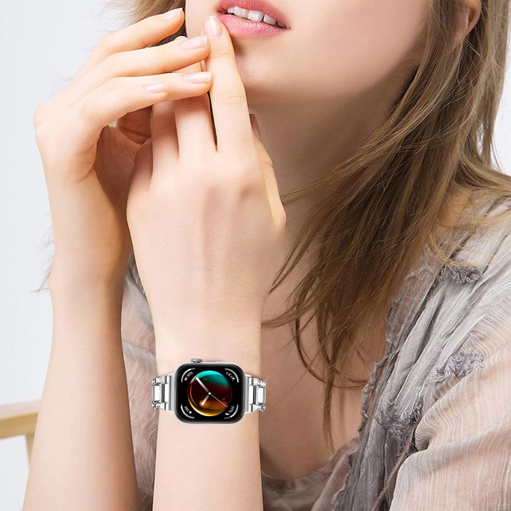 For Huawei Watch Fit 3 Metal Alloy Watch Band Rhinestones Resin Wristband Bracelet