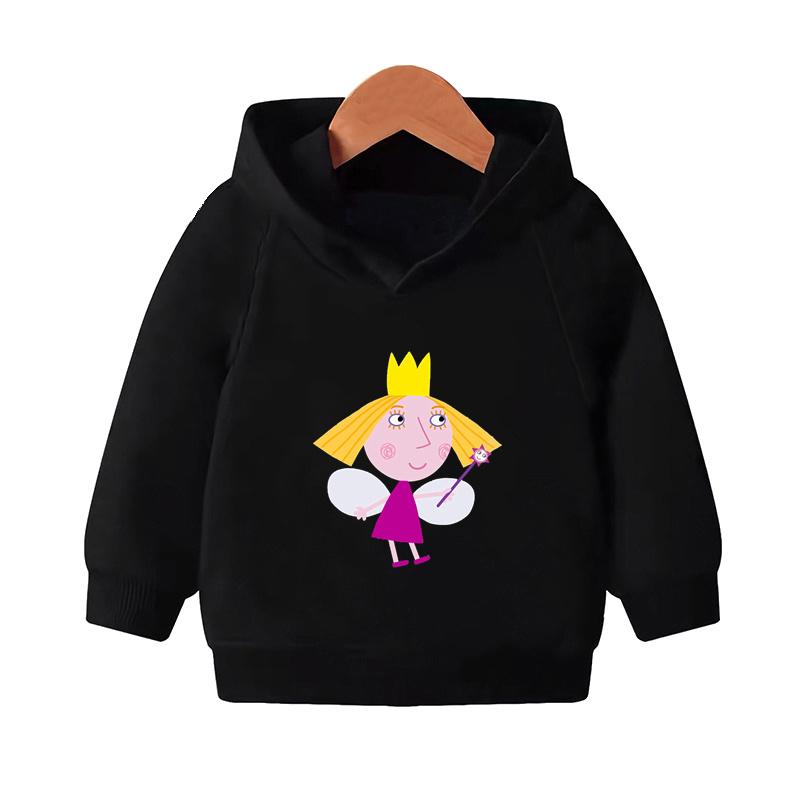 Ben and Holly Kingdom Cartoon Kids Hooded Hoodies Cute Girls Clothes Children Sweatshirts Autumn Baby Pullover Tops