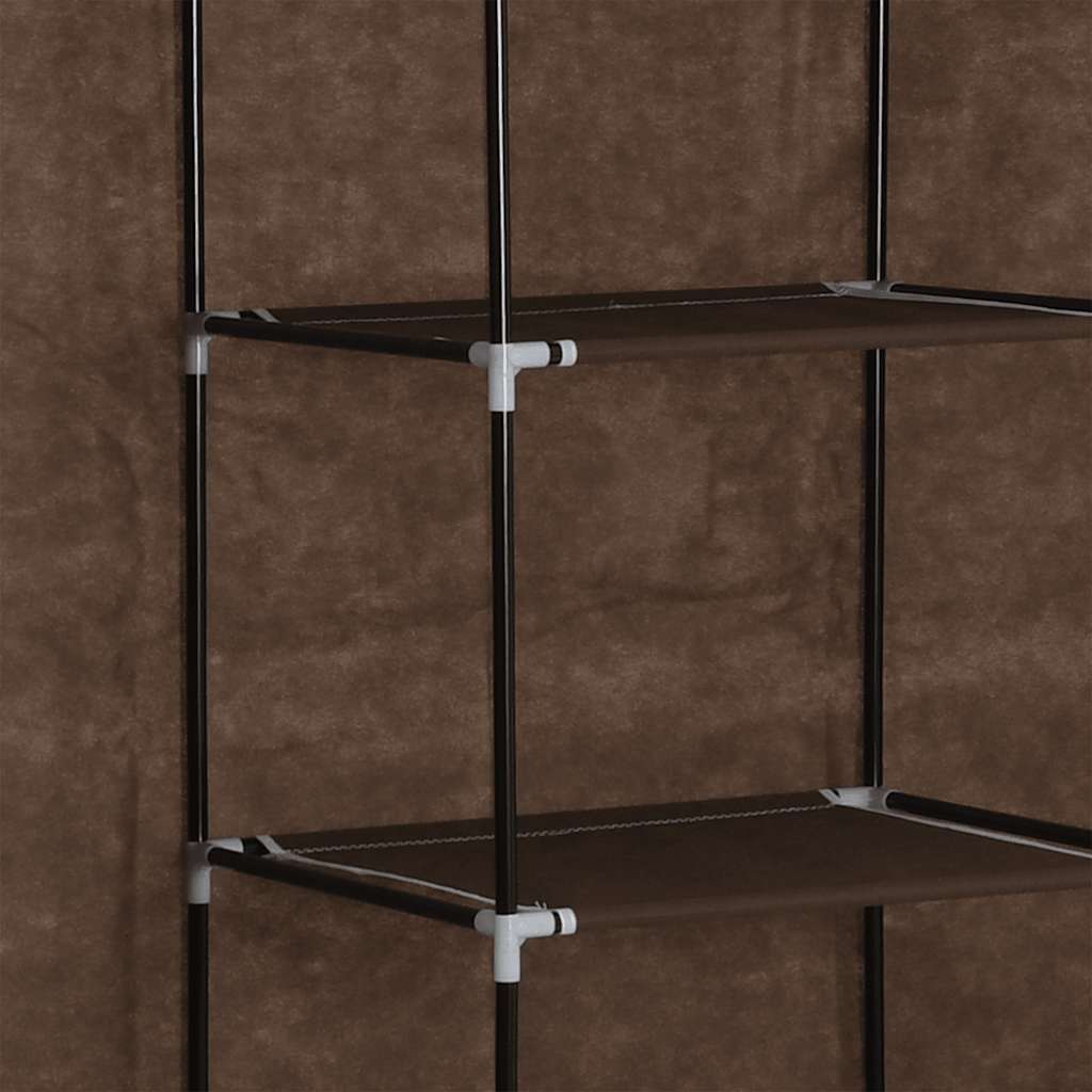 Wardrobe with Compartments and Hanging Rods Brown 150 x 45 x 175 cm Fabric