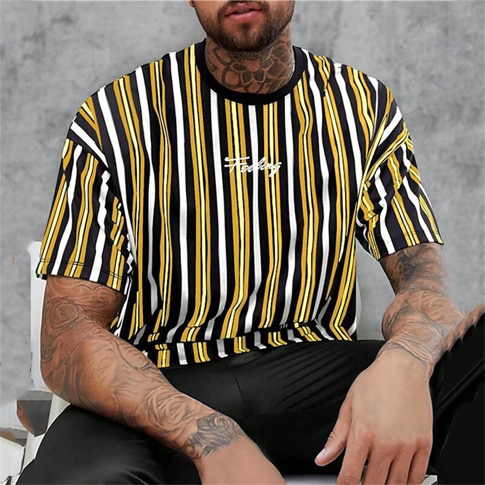 Мужская футболка, летняя простая качественная мужская футболка, повседневные повседневные спортивные футболки, одежда в полоску, свободные свободные размеры с коротким рукавом