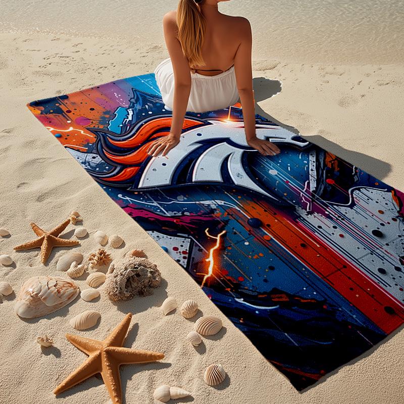 Denver Broncos Logo Microfiber Beach Towel, Lightweight And Quick-Dry, for Summer Travel, Beach Essential, Swimming Pool