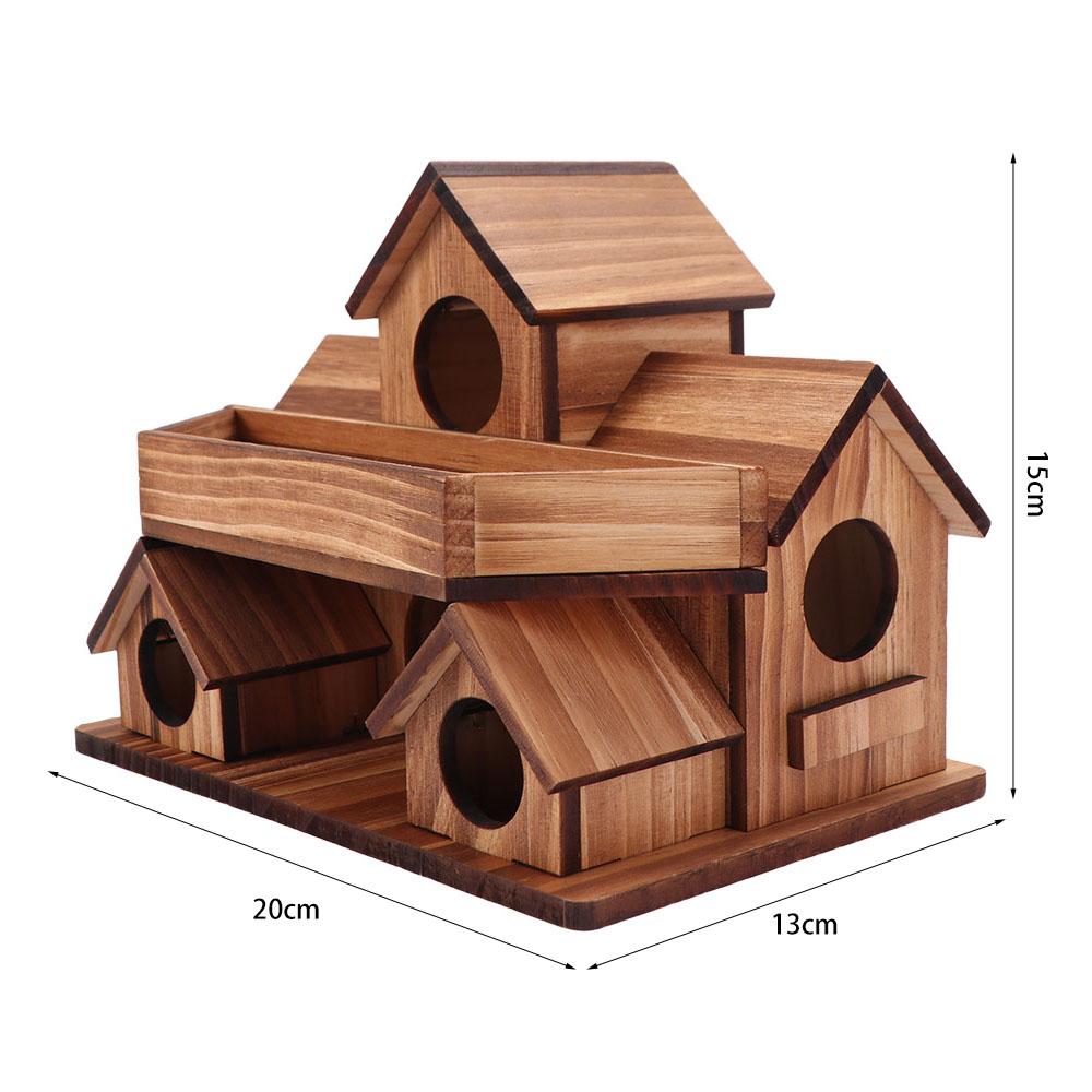 Handmade Bird Villa Nest Weather Resistant Bird Feeding Birdhouse Wooden Bird House Garden