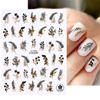 3D Flowers Leaves Nail Stickers Decals Gold Black Bronzing Flowers Gradient Adhesive Sticker Nail Design Art Decorations