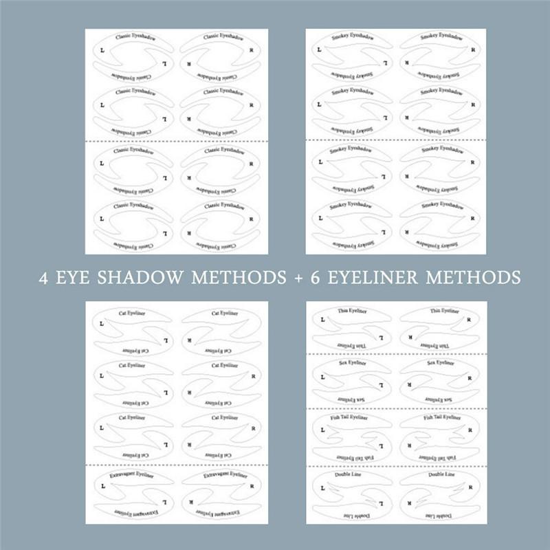 4 листа трафареты для макияжа глаз, шаблон для подводки для глаз, инструменты для формирования бровей, тени для век, шаблон для макияжа, инструмент для укладки, руководство по рисованию