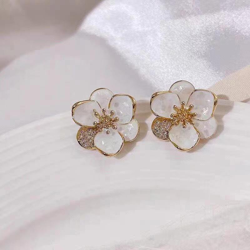 1 пара трендовых классических сережек-гвоздиков с цветком в корейском стиле, элегантные милые серьги для женщин, ювелирные изделия