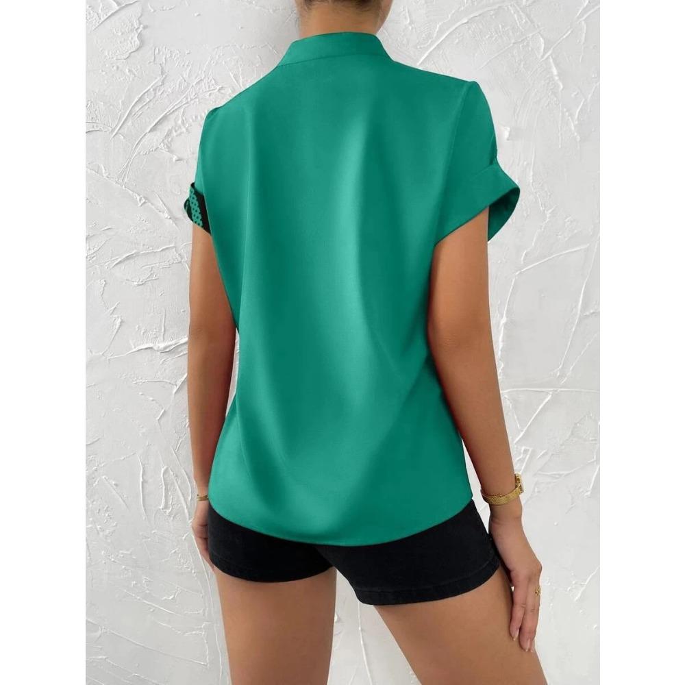 GMXIA Летняя женская повседневная рубашка с полуоткрытым воротником и модным принтом в стиле пэчворк