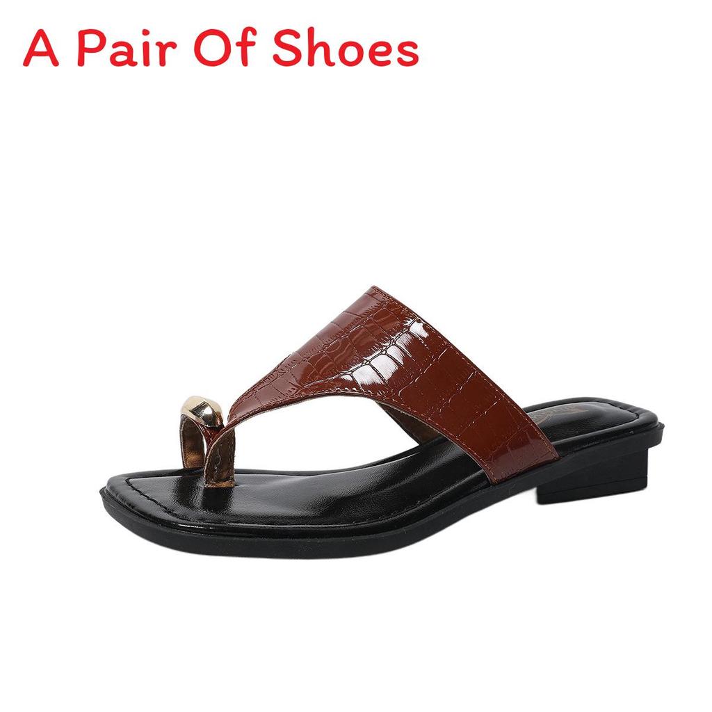 Pu Flat Slip On Sandals With Metal Details For Womens Casual Summer Outdoor Use