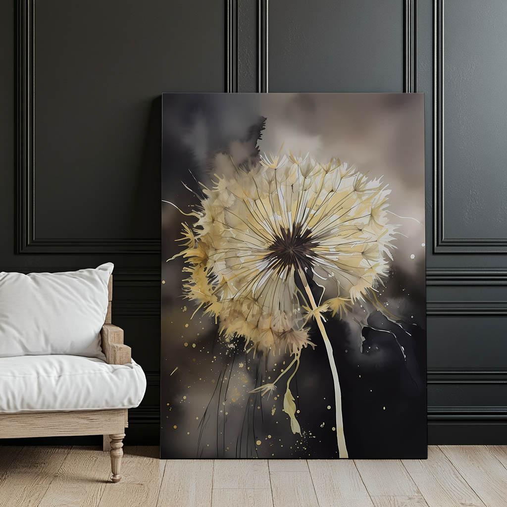 Złoty Dmuchawiec Złoty Dmuchawiec, 50X70 Cm, Bez Ramy, Płótno Premium Na Blejtramie