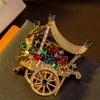 Vintage Fairy Tale Gemstone Cart Brooch – Colorful Jewelry for Fashion Accessories
